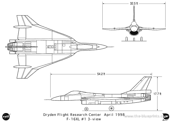 General Dynamics F-16 XL-1 aircraft - drawings, dimensions, figures