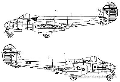 Самолет Gloster Meteor F.III - чертежи, габариты, рисунки