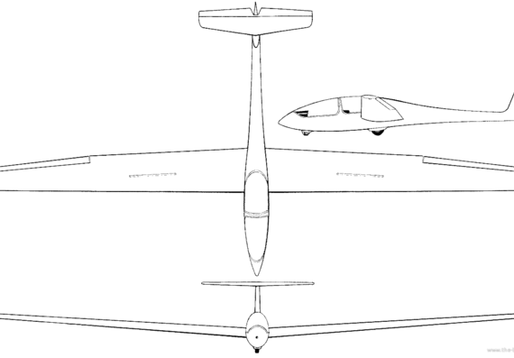 Самолет Grob G-103 Twin Astir II - чертежи, габариты, рисунки