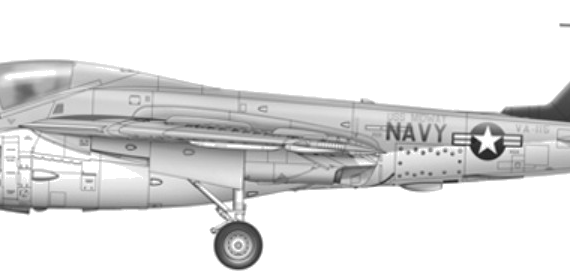 Самолет Grumman A-6A Intruder - чертежи, габариты, рисунки