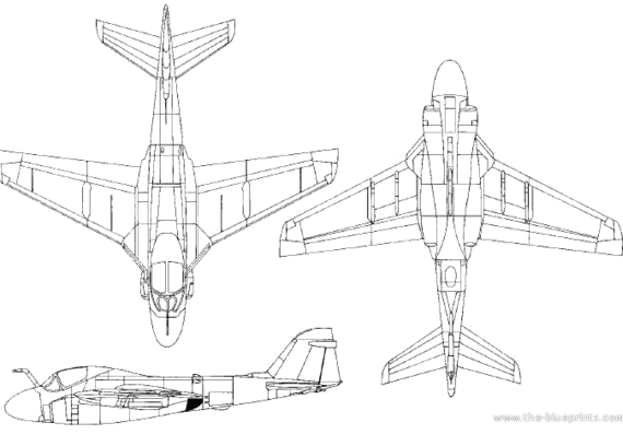 Самолет Grumman A-6 Intruder - чертежи, габариты, рисунки