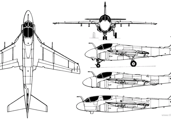Самолет Grumman A-6 Intruder (USA) (1960) - чертежи, габариты, рисунки
