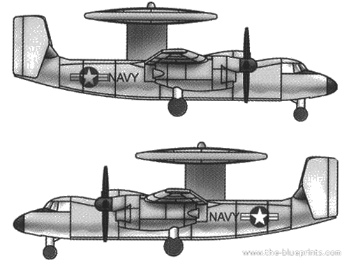 Самолет Grumman E-2C Hawkeye - чертежи, габариты, рисунки