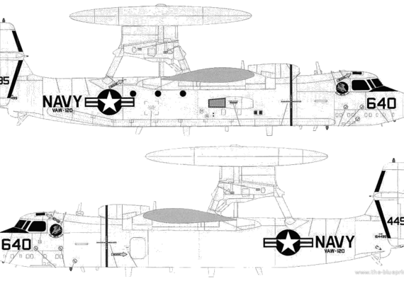 Самолет Grumman E-2C Hawkeye 2000 - чертежи, габариты, рисунки