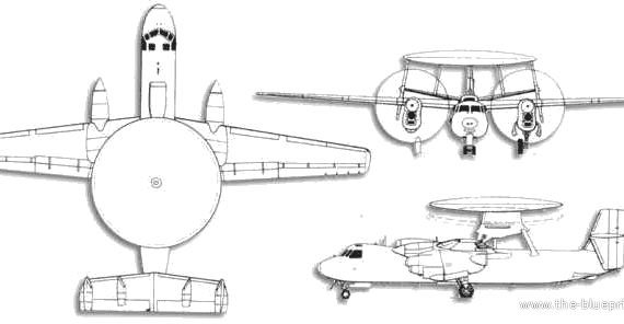 Самолет Grumman E-2 Hawkeye - чертежи, габариты, рисунки