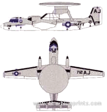 Самолет Grumman E2C Hawkeye - чертежи, габариты, рисунки