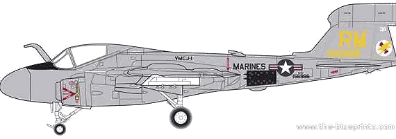 Самолет Grumman EA-6A Wild Weasel - чертежи, габариты, рисунки