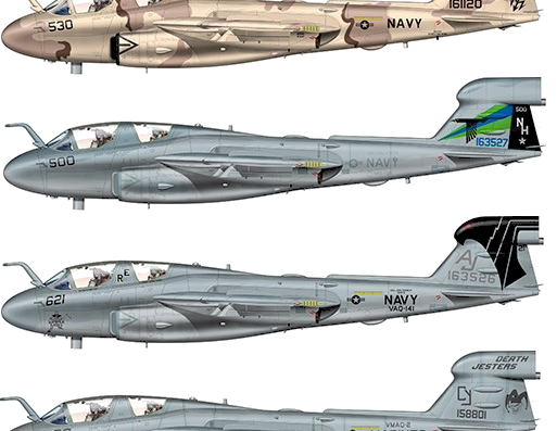 Самолет Grumman EA-6B Prowler - чертежи, габариты, рисунки