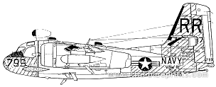 Самолет Grumman EC-1A Jamming Trader - чертежи, габариты, рисунки