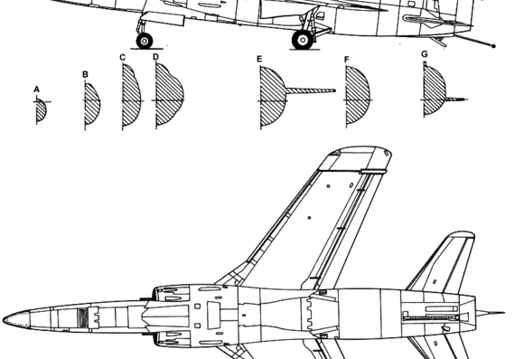 Самолет Grumman F-11Fb Tiger - чертежи, габариты, рисунки