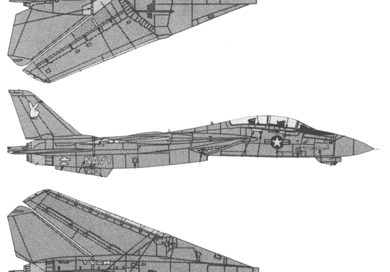 Самолет Grumman F-14A Black Tomcat - чертежи, габариты, рисунки