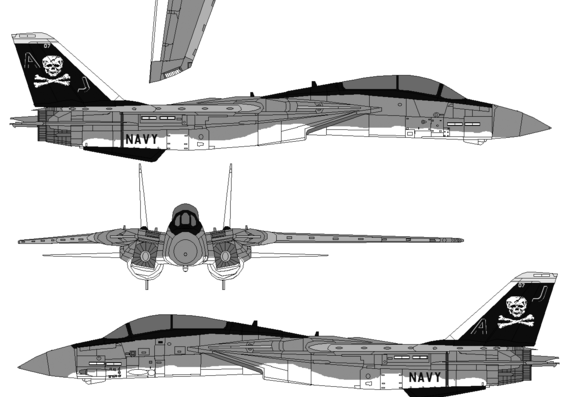 Самолет Grumman F-14 Tomcat Squadron VF1 - чертежи, габариты, рисунки