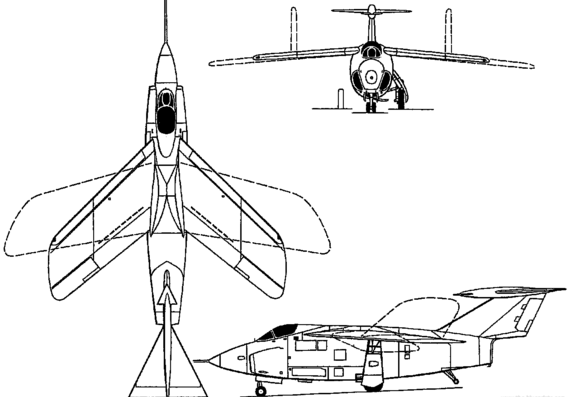 Самолет Grumman F10F Jaguar (USA) (1952) - чертежи, габариты, рисунки