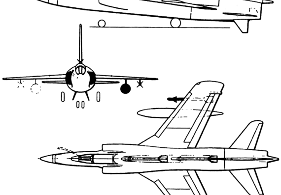 Самолет Grumman F11F-1F Super Tiger - чертежи, габариты, рисунки