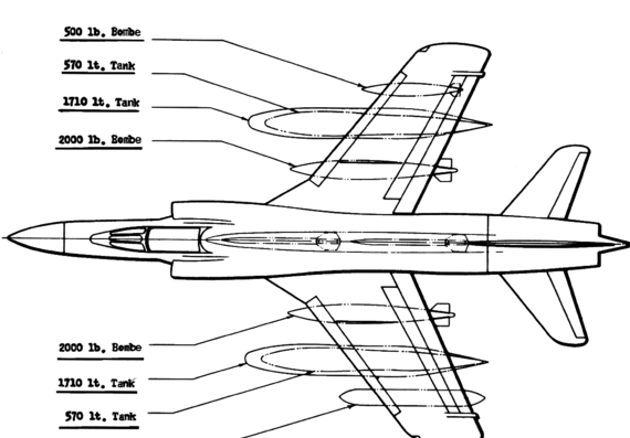 Самолет Grumman F11F-1F Tiger - чертежи, габариты, рисунки