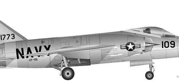 Самолет Grumman F11F-1 Tiger - чертежи, габариты, рисунки
