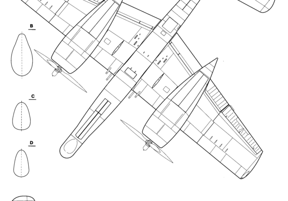 Grumman F7F-3N Tigercat aircraft - drawings, dimensions, figures