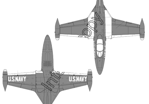 Самолет Grumman F9F-5 Panther - чертежи, габариты, рисунки