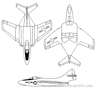 Самолет Grumman F9F-6 Cougar - чертежи, габариты, рисунки