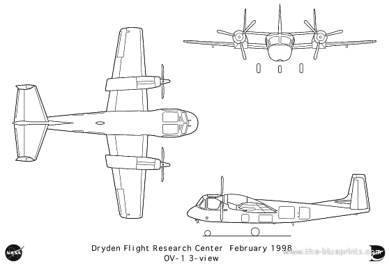Самолет Grumman OV-1 Mohawk - чертежи, габариты, рисунки