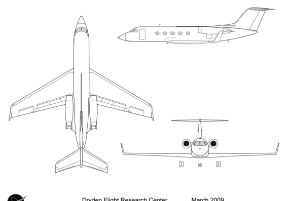 Самолет Gulfstream III - чертежи, габариты, рисунки