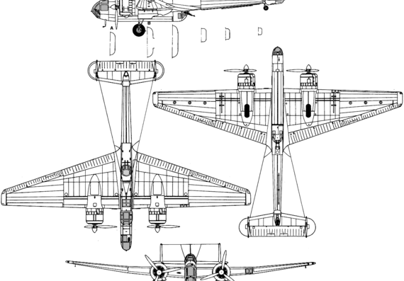 Самолет Handley-Page Hampden MkI - чертежи, габариты, рисунки