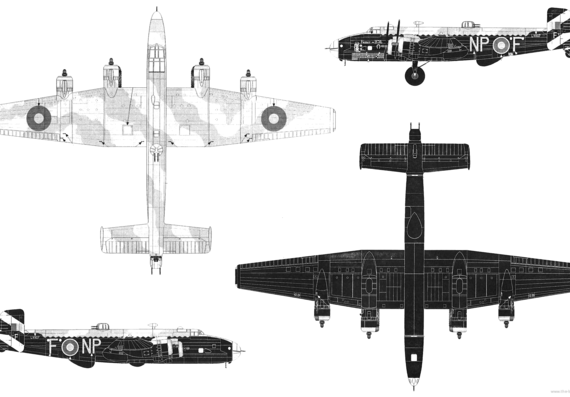 Самолет Handley Page Halifax B.III - чертежи, габариты, рисунки