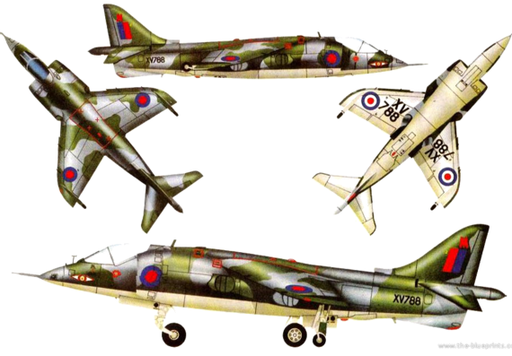 Самолет Hawker Harrier GR Mk.1a - чертежи, габариты, рисунки