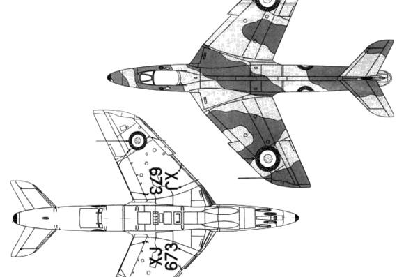 Hawker Hunter FGA9 aircraft - drawings, dimensions, figures