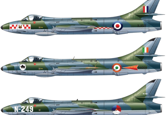 Самолет Hawker Hunter F. Mk.9 - чертежи, габариты, рисунки