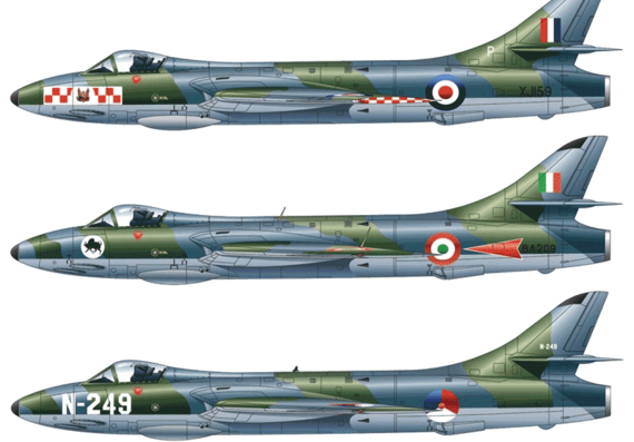 Самолет Hawker Hunter F Mk.9 - чертежи, габариты, рисунки