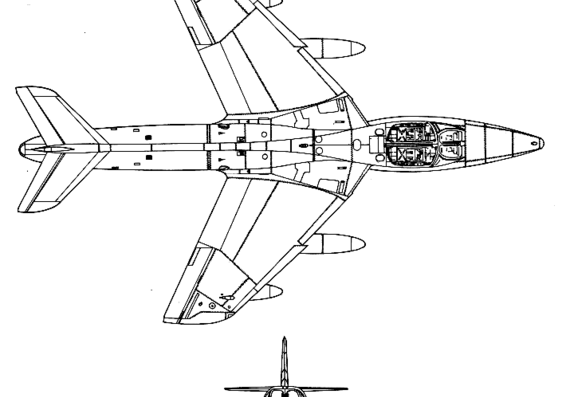 Hawker Hunter T-8 aircraft - drawings, dimensions, figures