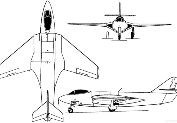 Самолет Hawker P.1081 (England) (1950) - чертежи, габариты, рисунки