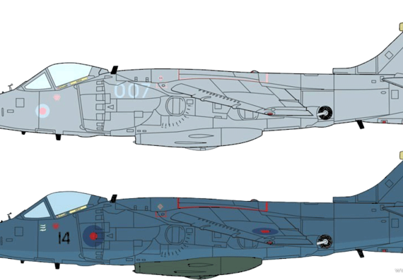 Самолет Hawker Sea Harrier FRS Mk.I - чертежи, габариты, рисунки
