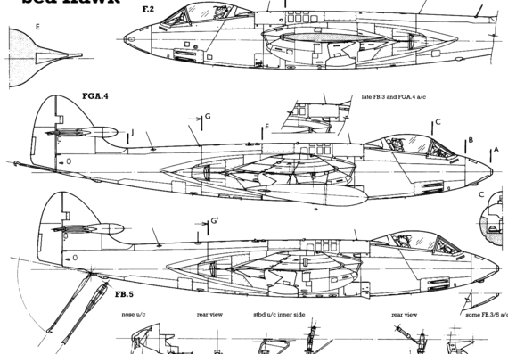 Самолет Hawker Sea Hawk - чертежи, габариты, рисунки