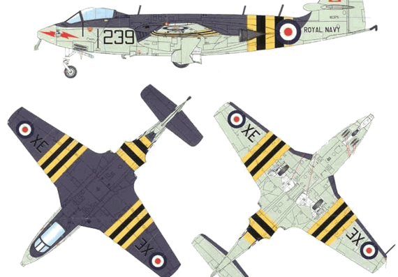 Самолет Hawker Sea Hawk FGA.6 - чертежи, габариты, рисунки