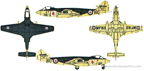 Самолет Hawker Sea Hawk F. Mk I - чертежи, габариты, рисунки