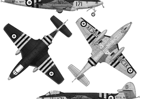 Самолет Hawker Seahawk FGA.Mk.6 - чертежи, габариты, рисунки