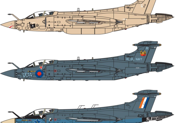 Самолет Hawker Siddeley Buccaneer S2B - чертежи, габариты, рисунки