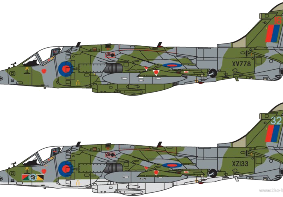 Самолет Hawker Siddeley Harrier GR.3 - чертежи, габариты, рисунки