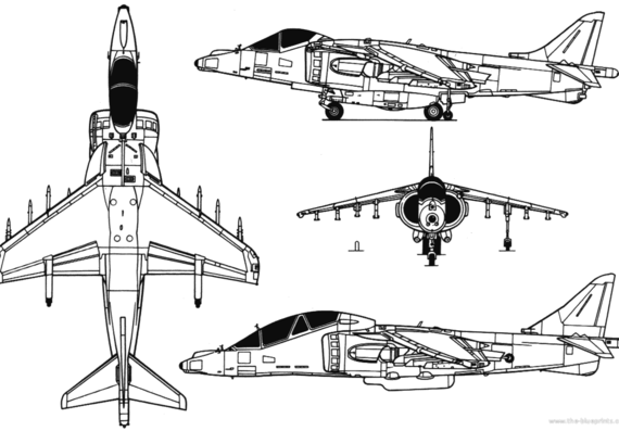 Самолет Hawker Siddeley Harrier GR Mk. 7 - чертежи, габариты, рисунки