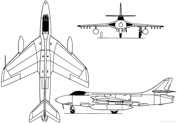 Самолет Hawker Siddeley Hunter (England) (1951) - чертежи, габариты, рисунки