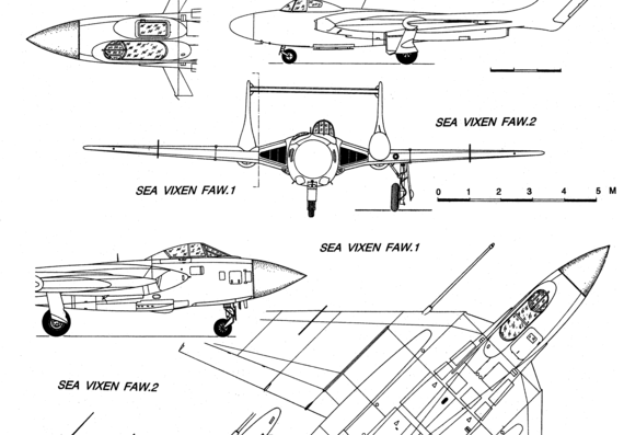 Самолет Hawker Siddeley Sea Vixen - чертежи, габариты, рисунки