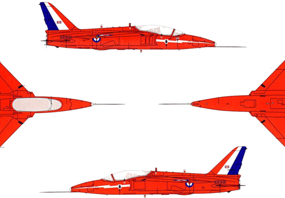Hawker Siddley Gnat aircraft - drawings, dimensions, figures