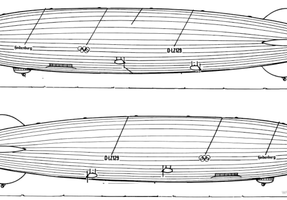 Hindenburg aircraft - drawings, dimensions, figures