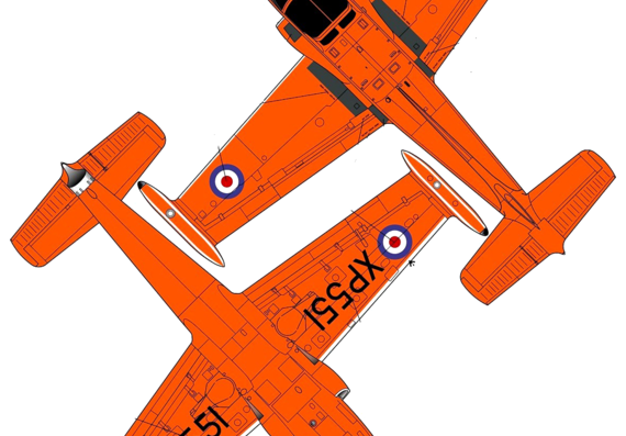 Самолет Hunting Percival Jet Provost T.4 - чертежи, габариты, рисунки