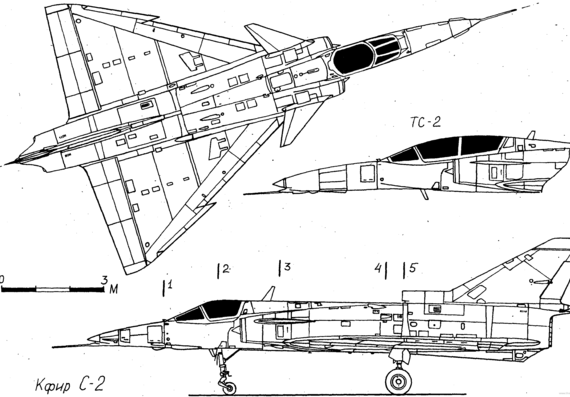 Самолет IAI Kfir 2 - чертежи, габариты, рисунки