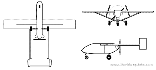 Самолет IAI Pioneer (UAV) - чертежи, габариты, рисунки