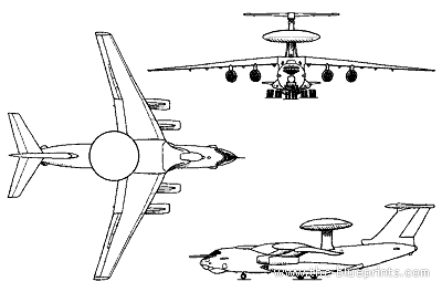 Самолет Илюшин A-50 Mainstay - чертежи, габариты, рисунки