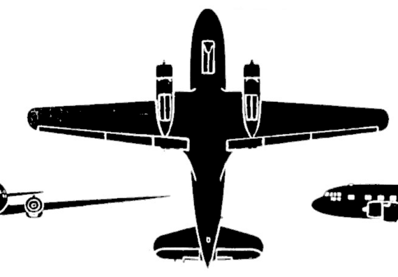 Самолет Илюшин Il-14 - чертежи, габариты, рисунки